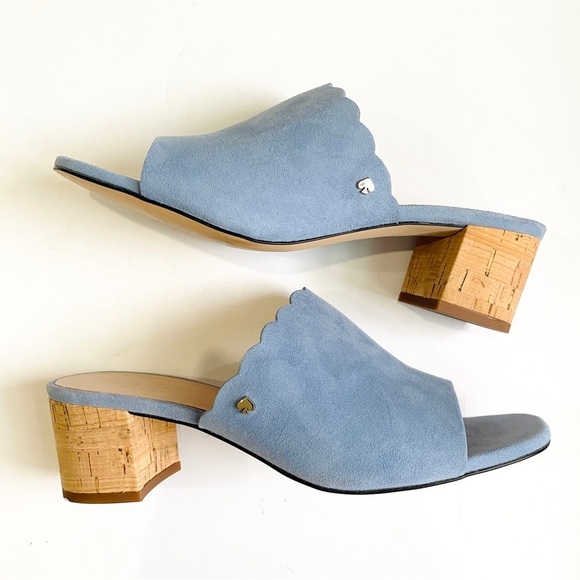 kate spade Shoes - Kate Spade baby blue cork heels mules